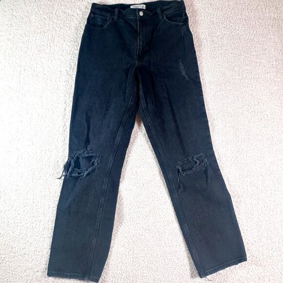 Abercrombie & Fitch Denim - Abercrombie Fitch Jeans 90s Straight Ultra High Rise Size 30/10 Distressed Black
